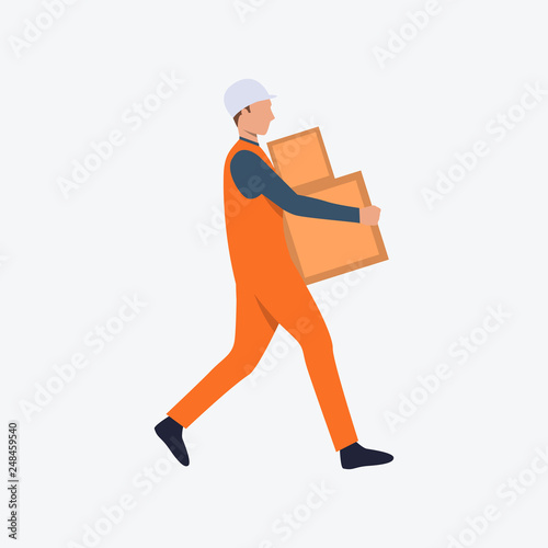 Loader carrying packages flat icon