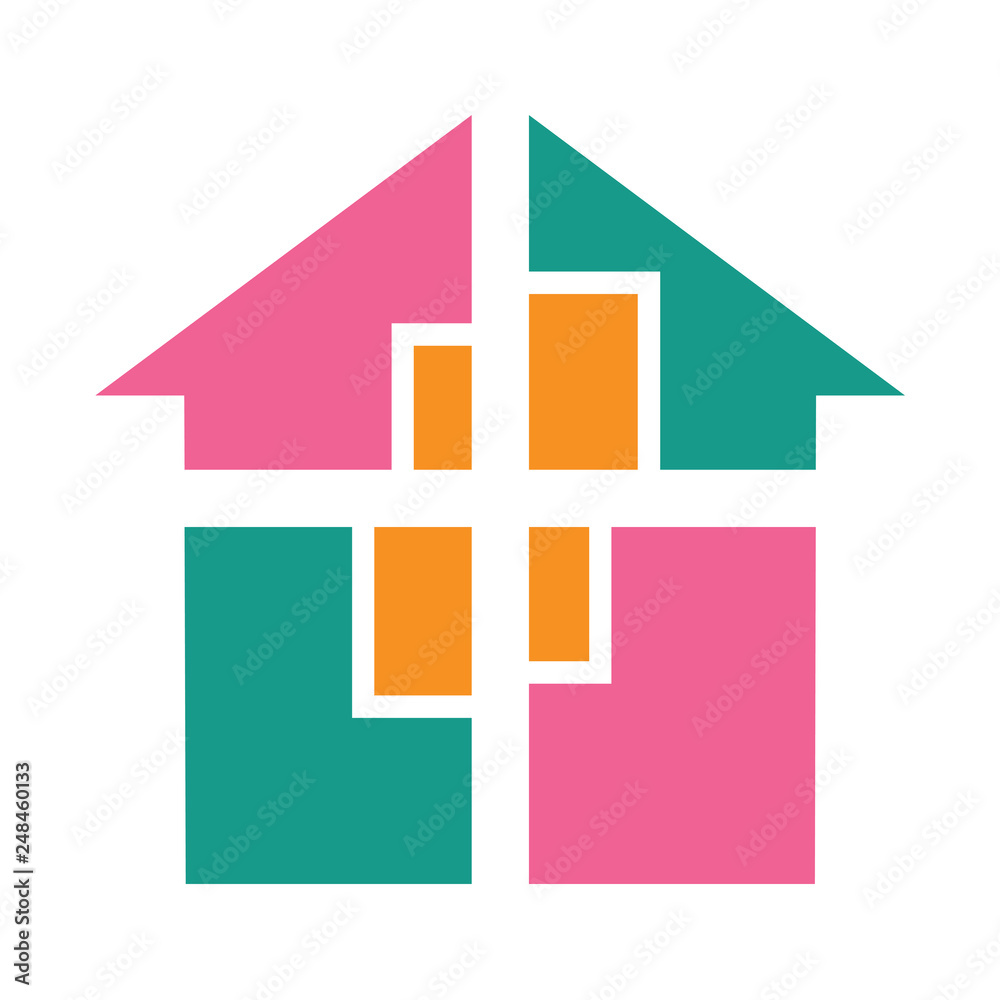 house logo, colorful house abstract window in house logo house logo, colorful house abstract window in house logo
