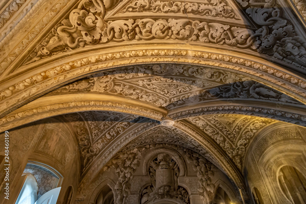 Ceiling of the Pena palace, Sintra, Portugal