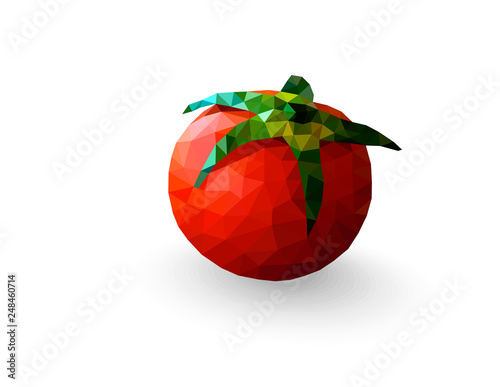 Polygon tomato - low poly style, tomato - Illustration