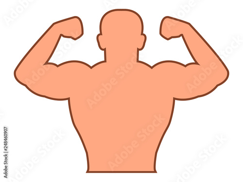 Bodybulider muscle contour, vector icon on the white background