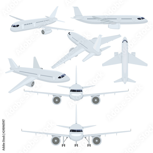 Vector Set of Flat Planes Illustrations.