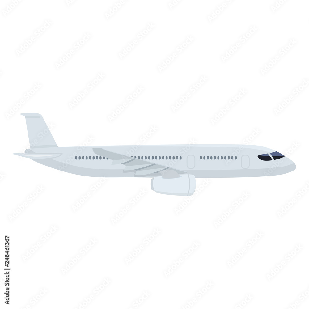 Vector Flat Airplane Illustration. Side View Civil Plane