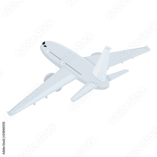 Vector Flat Airplane Illustration. Back View Civil Plane