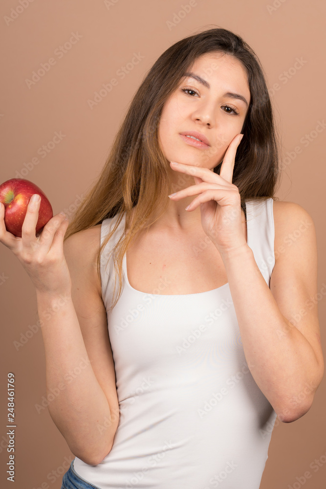 girl with an apple girl with an apple