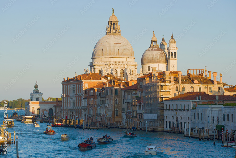 View of the dome of the Cathedral of Santa Maria della Salute. Venice