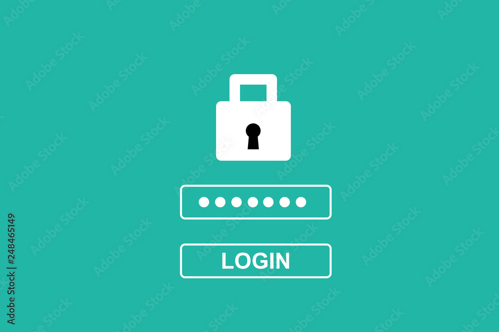 Web banner, Password login on green background, cyber security concept Web banner, Password login on green background, cyber security concept