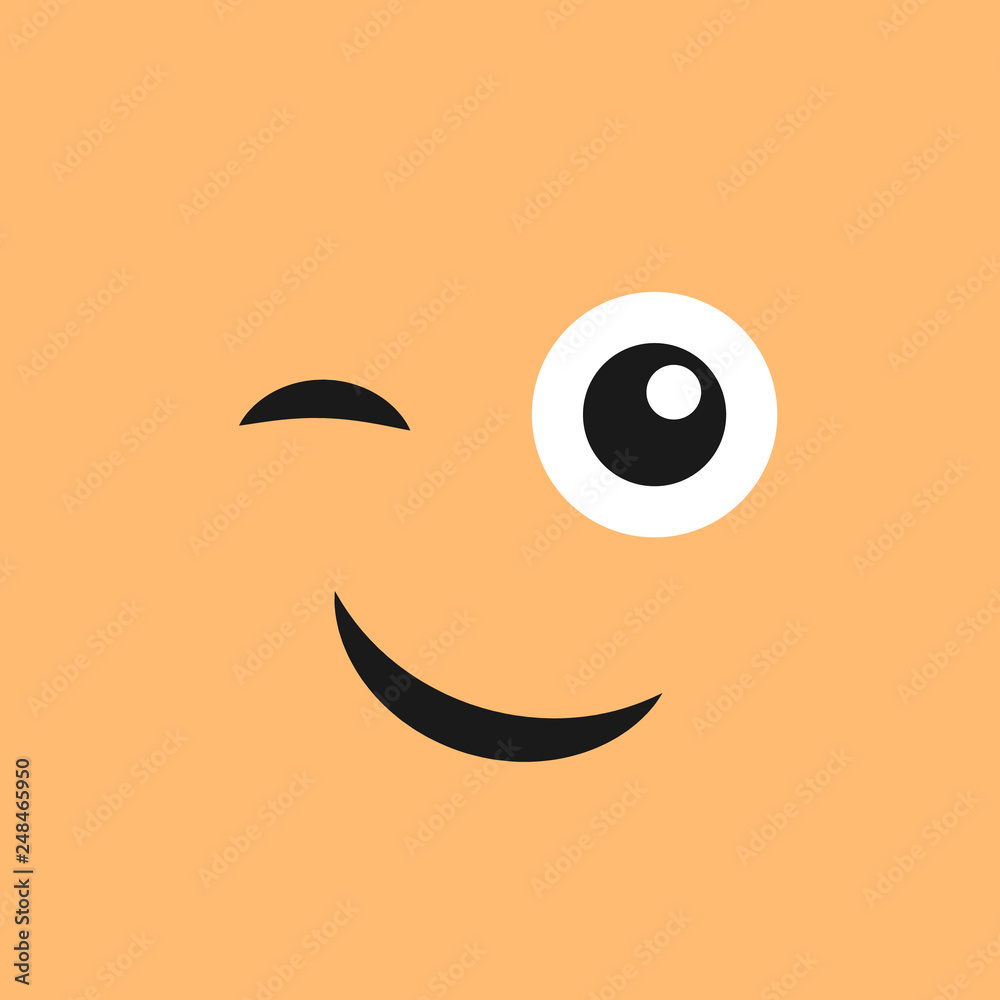 Smiling face with a wink on color background Smiling face with a wink on color background