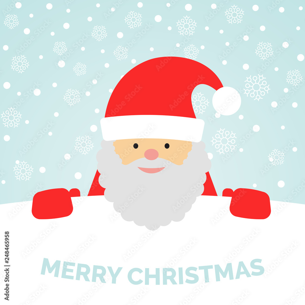 Greeting card with Santa Claus and falling snow Greeting card with Santa Claus and falling snow