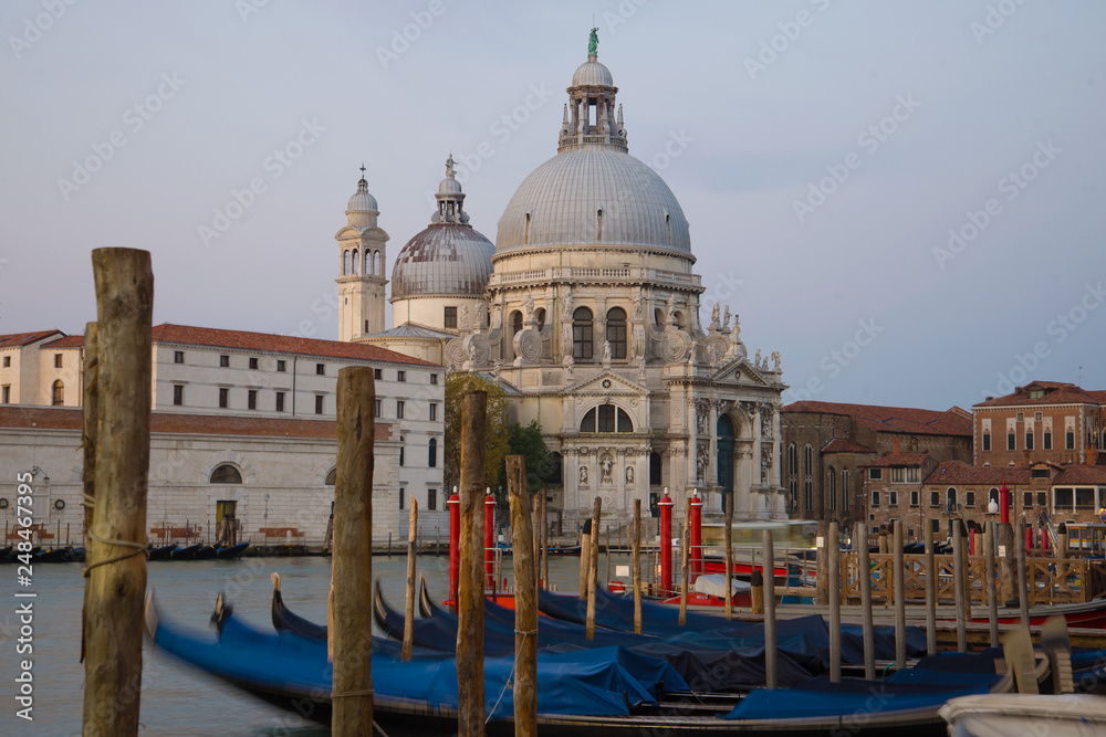 View of the Cathedral of Santa Maria della Salute early September morning. Venice, Italy