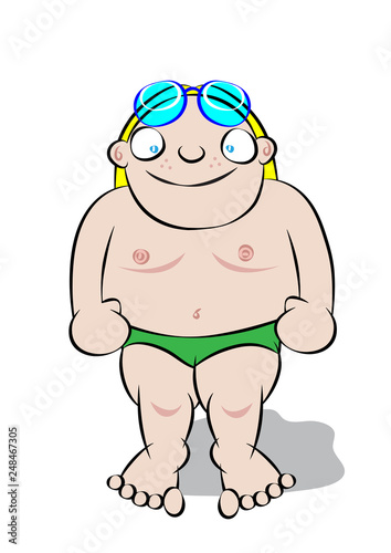 cute white boy in swimming class
