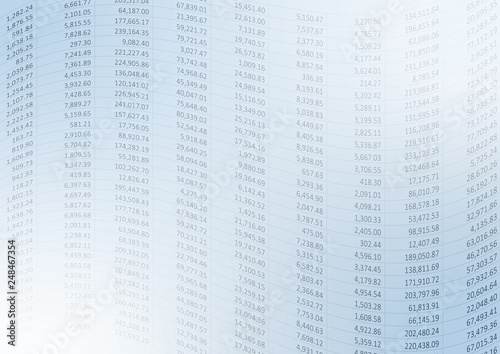 Spreadsheet with numbers flowing left to right in flag style