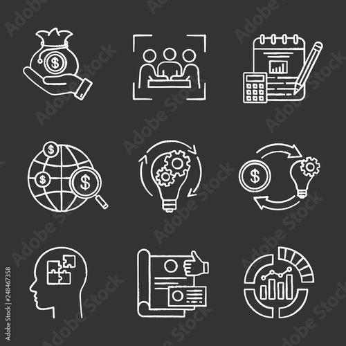 Startup chalk icons set