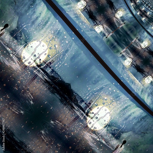 Abstract Raindrops atmospheric moody rainy day illustration