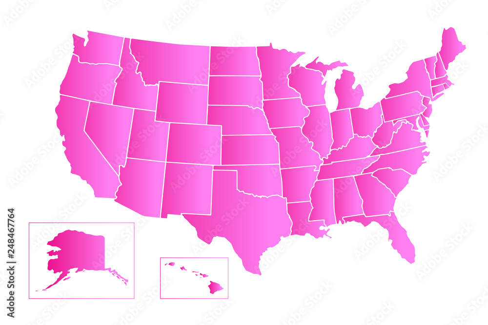 USA, Map of United States Of America with name of states, American map ...