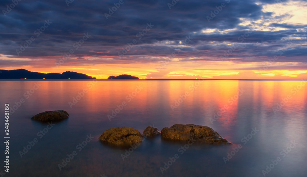 Wave hit the rock fog clouded the water stone the exposure twilight in the sea. beautiful sea rocks. Wave hit the rock fog clouded the water stone the exposure twilight in the sea. beautiful sea rocks.