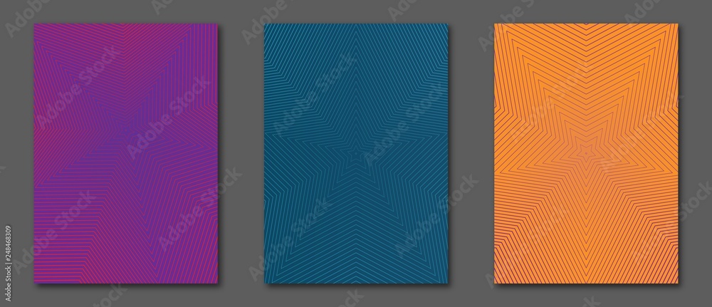 Collection minimal covers design. Cool colorful halftone gradients. Future geometric template.