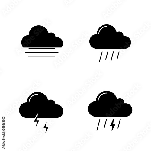 Weather forecast glyph icons set