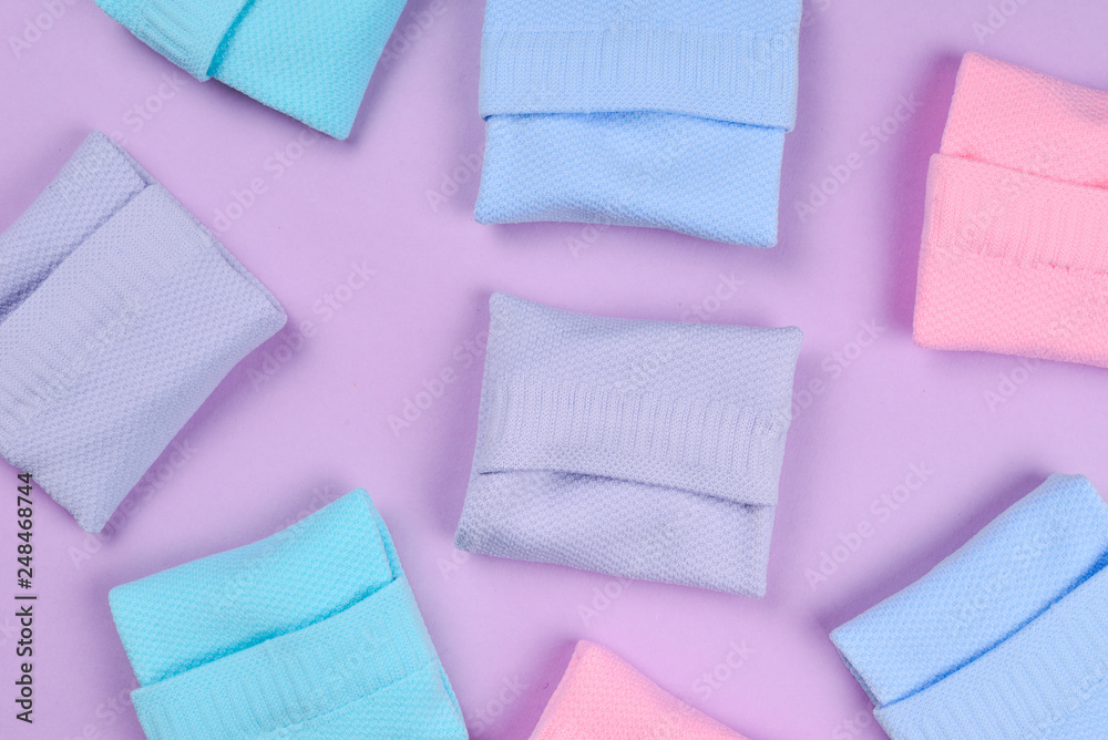 Colorful collection of cotton socks. Colorful collection of cotton socks.