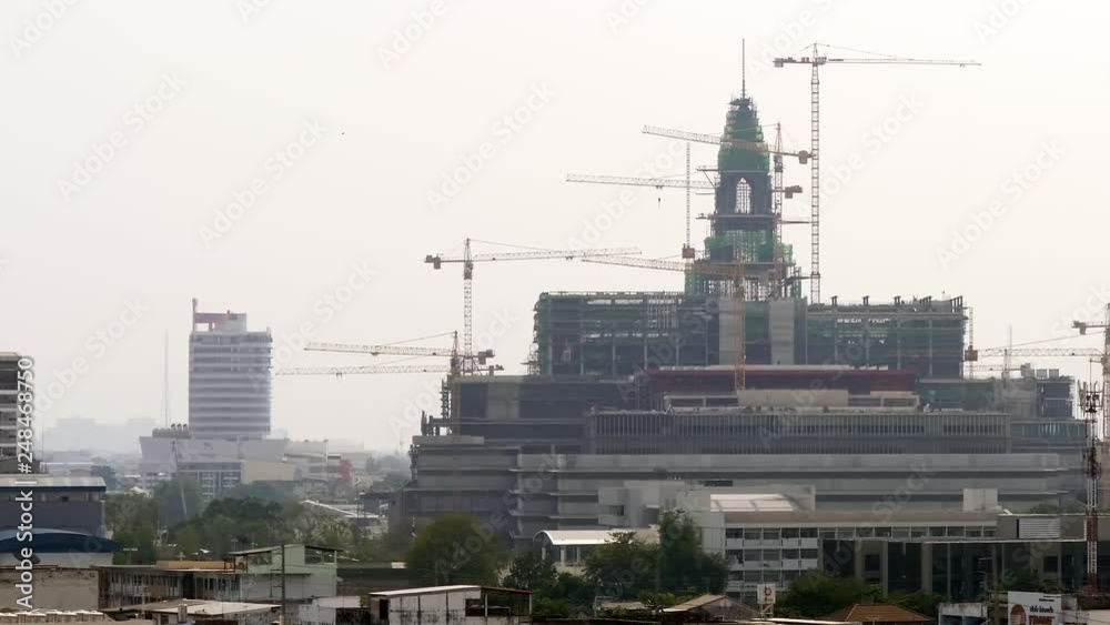 The progress of the construction site the new Parliament Building in Thailand in February 2019 The progress of the construction site the new Parliament Building in Thailand in February 2019
