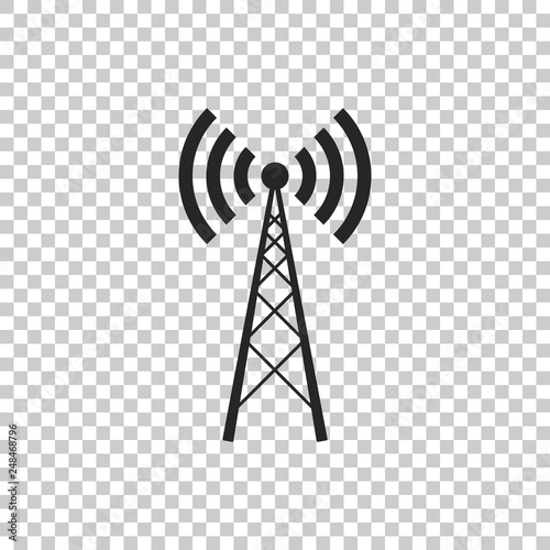 Antenna icon isolated on transparent background. Radio antenna wireless. Technology and network signal radio antenna. Flat design. Vector Illustration