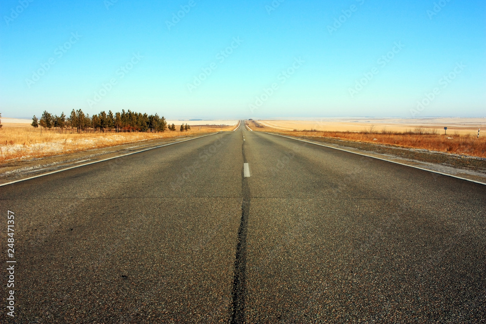 Empty asphalt road in the field