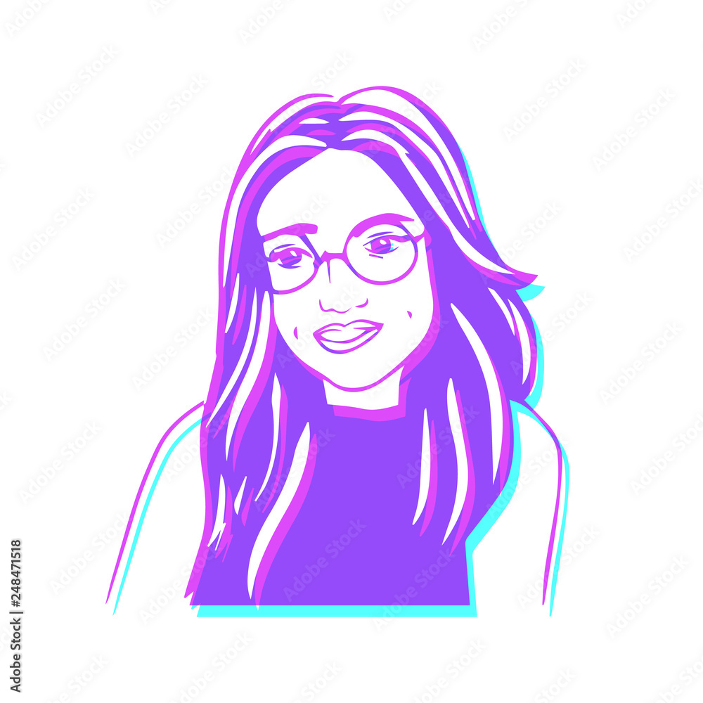 vector retro avatar of happy girl with glasses vector retro avatar of happy girl with glasses