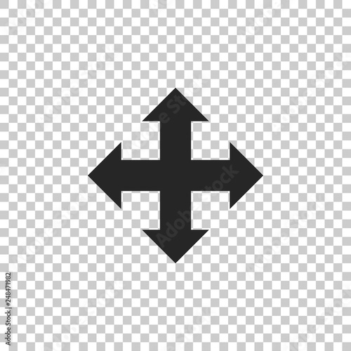 Arrows in four directions icon isolated on transparent background. Flat design. Vector Illustration