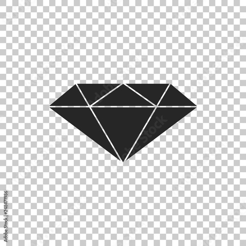 Diamond sign isolated on transparent background. Jewelry symbol. Gem stone. Flat design. Vector Illustration