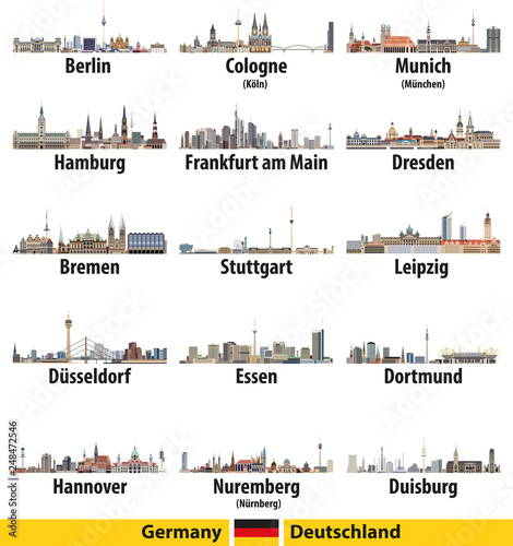 Germany largest cities skylines vector illustrations #248472546