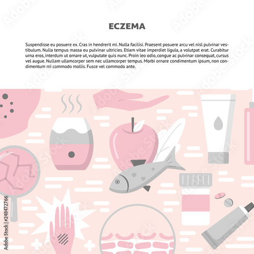 Eczema concept background in flat style with place for text