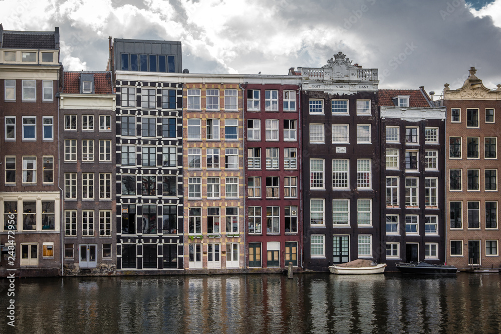 Amsterdam buildings houses architecture canal Holland river