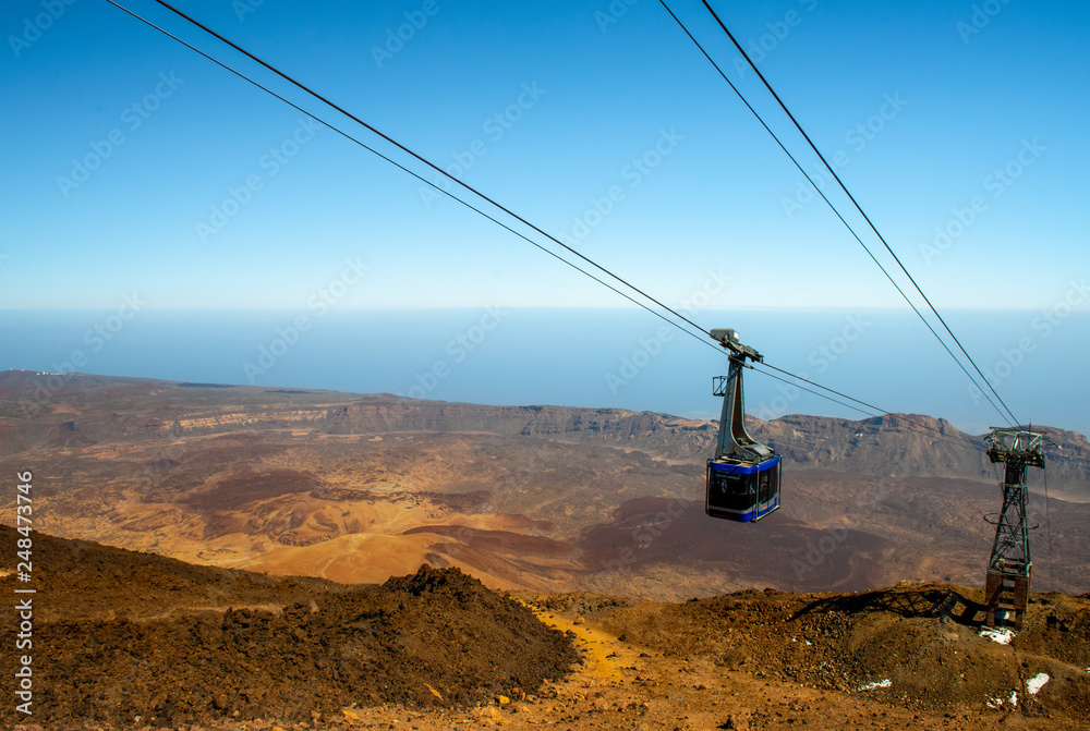 Mount Teide Cable car going up to volcano