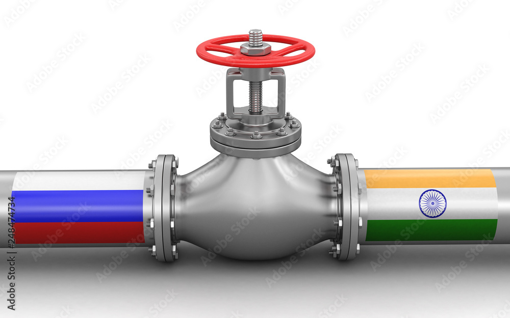 Pipeline with flags. Image with clipping path