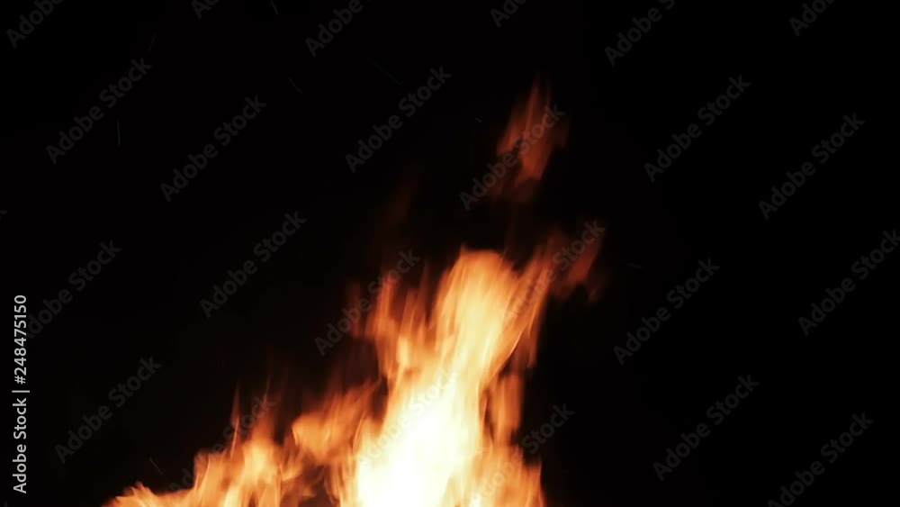Real fire isolated on black background, loop video Real fire isolated on black background, loop video