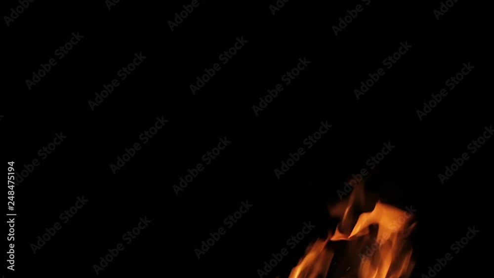 Real fire isolated on black background, loop video Real fire isolated on black background, loop video