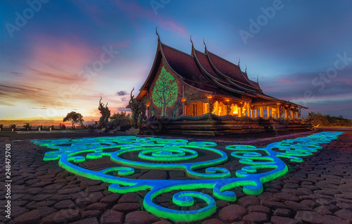 Wat Phuproud magical glow at sunset. The only place in the world in Thailand 4/09/2016
