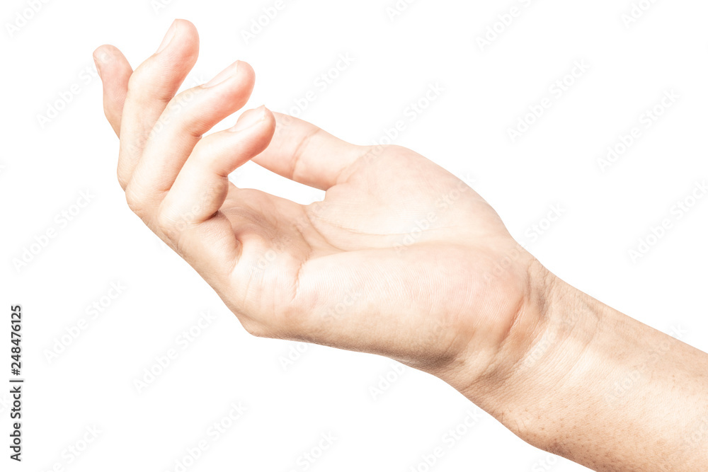 Hand open and ready to help or receive. Gesture isolated on white background with clipping path. Hand open and ready to help or receive. Gesture isolated on white background with clipping path.