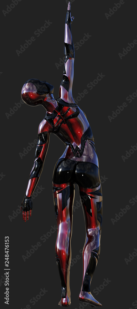 Black and Red Ultra Modern Android Female Artificial Intelligence 3D Illustration Black and Red Ultra Modern Android Female Artificial Intelligence 3D Illustration