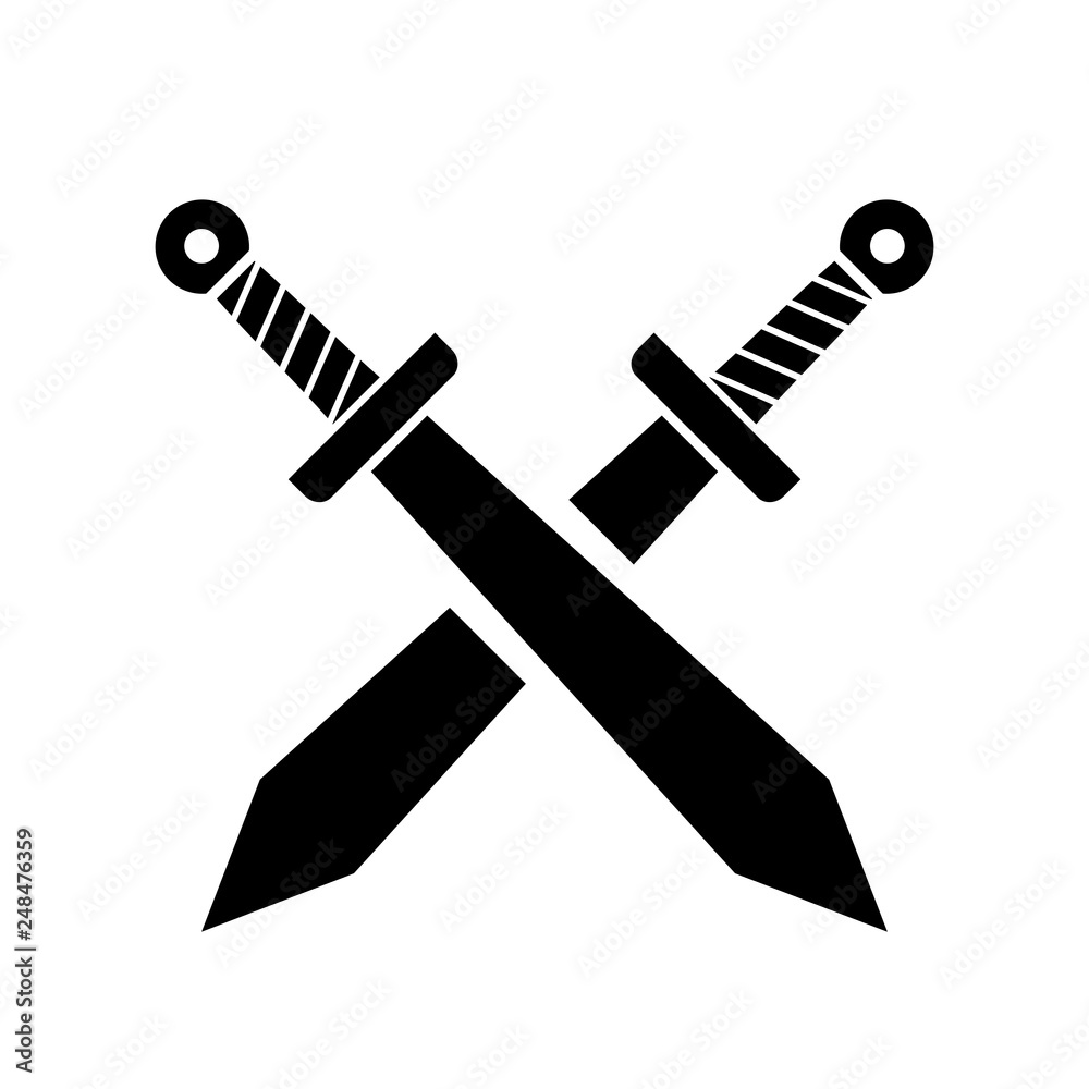 Crossed swords heraldic abstract icon Crossed swords heraldic abstract icon