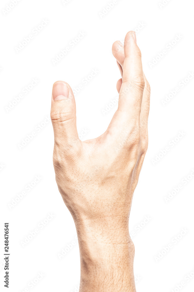 Hand open and ready to help or receive. Gesture isolated on white background with clipping path.