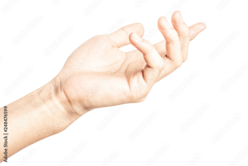 Hand open and ready to help or receive. Gesture isolated on white background with clipping path. Hand open and ready to help or receive. Gesture isolated on white background with clipping path.