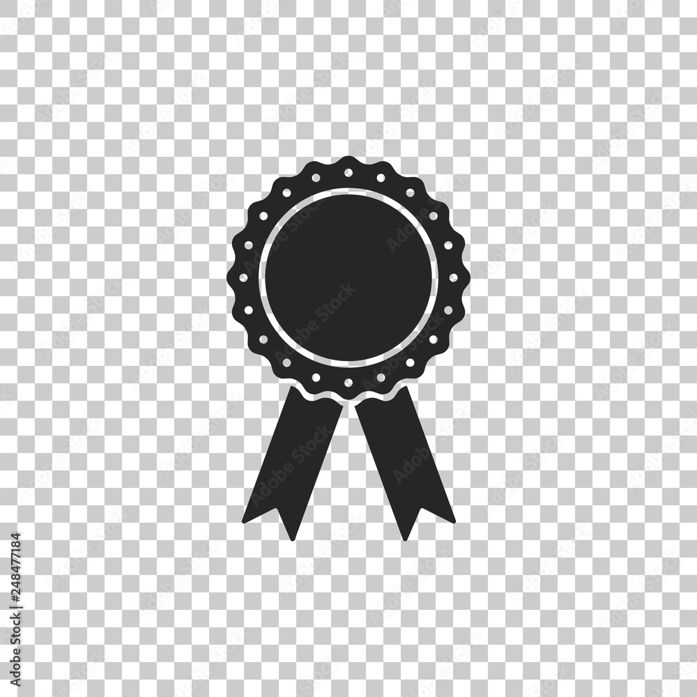 Medal badge with ribbons icon isolated on transparent background. Flat design. Vector Illustration