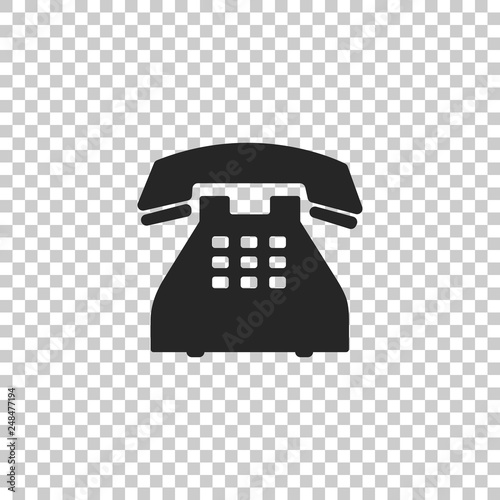 Telephone icon isolated on transparent background. Landline phone. Flat design. Vector Illustration
