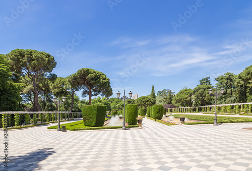 Madrid, Spain. Beautiful view of the gardens of Cecilio Rodriguez in Retiro Park photo