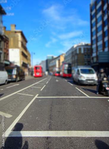 London street in perspective, blurry background