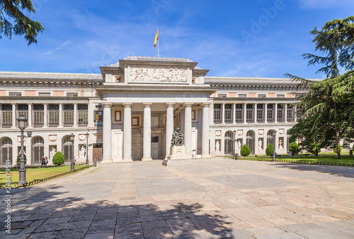 Madrid, Spain. Prado Museum Building and Velasquez Statue