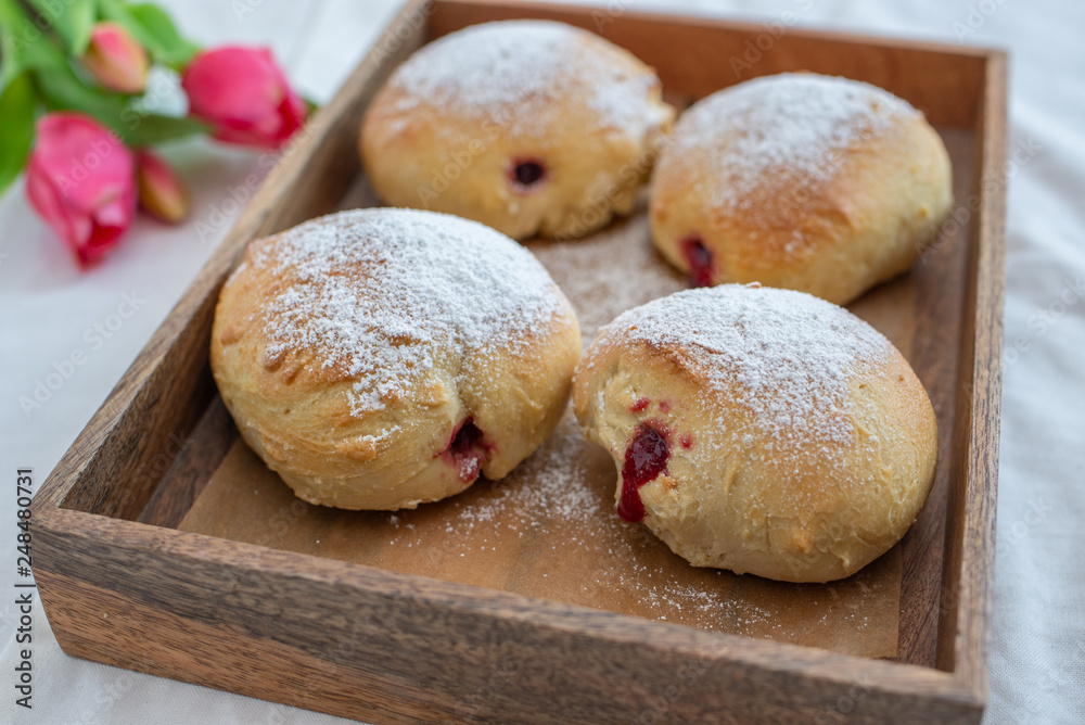 German donuts - krapfen or berliner - filled with jam German donuts - krapfen or berliner - filled with jam