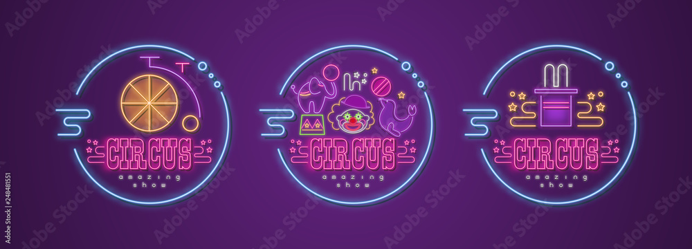 Set of Circus Neon Signs