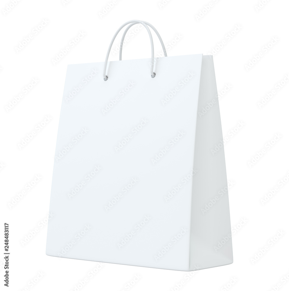 Empty paper bag on white background. Isolated on white background. 3d rendering Empty paper bag on white background. Isolated on white background. 3d rendering